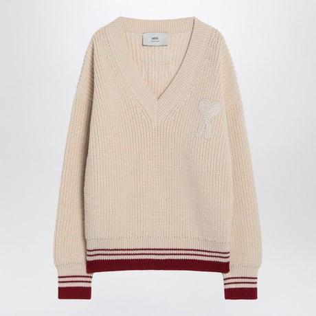 AMI PARIS V-Neck Embroidered Sweater