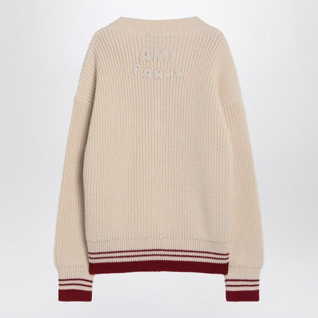 AMI PARIS V-Neck Embroidered Sweater