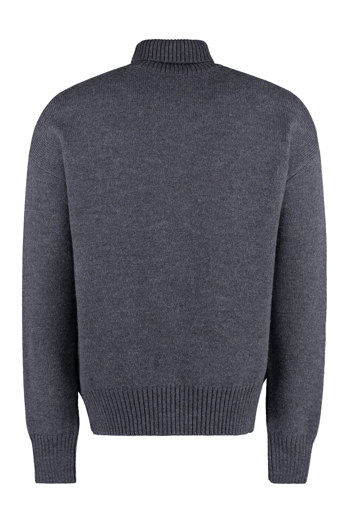 AMI PARIS Elegant Grey Turtleneck Sweater with Heart Motif