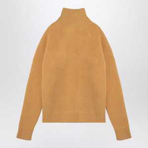 AMI PARIS Heart Emblem Turtleneck Sweater in Ochre Yellow