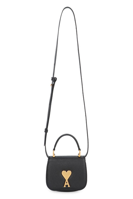 AMI PARIS Luxurious Mini Leather Pouch Handbag in Classic Black