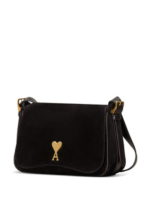 AMI PARIS Paname Black Leather Mini Shoulder Bag