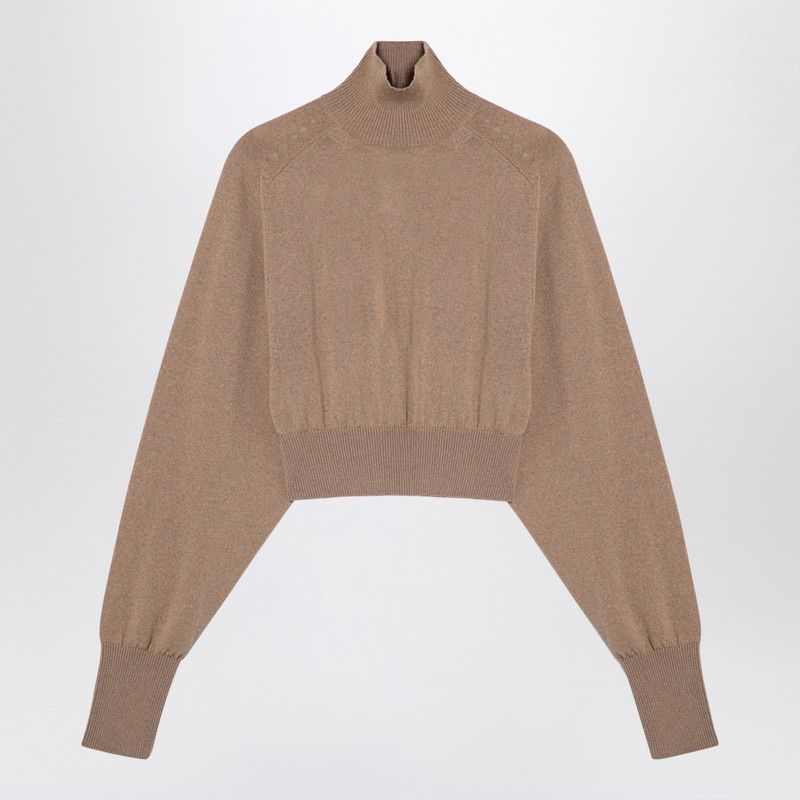 MAX MARA SPORTMAX Chic Camel Cropped Turtleneck Sweater