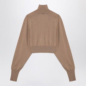 MAX MARA SPORTMAX Chic Camel Cropped Turtleneck Sweater