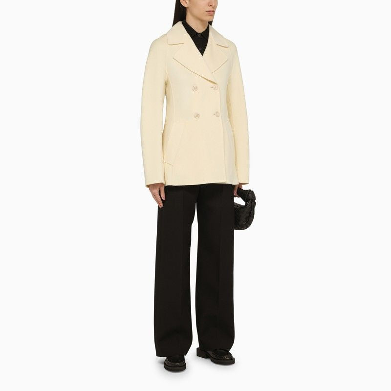 MAX MARA SPORTMAX Women's Vanilla Wool and Cashmere Short Double-Breasted Jacket for SS24