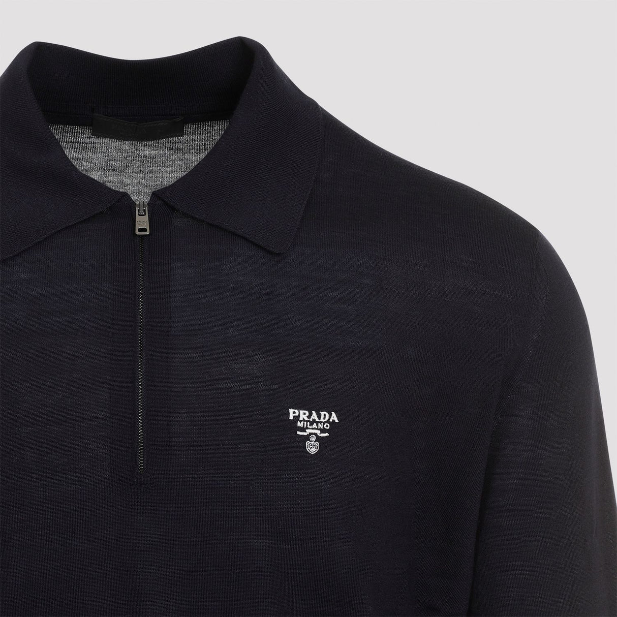 PRADA Luxury Wool Polo Shirt with Contrasting Logo