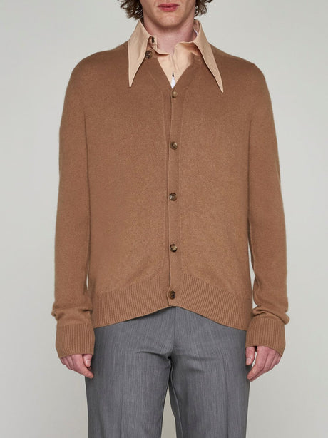 PRADA Tan Cashmere Cardigan for Men - FW23 Collection