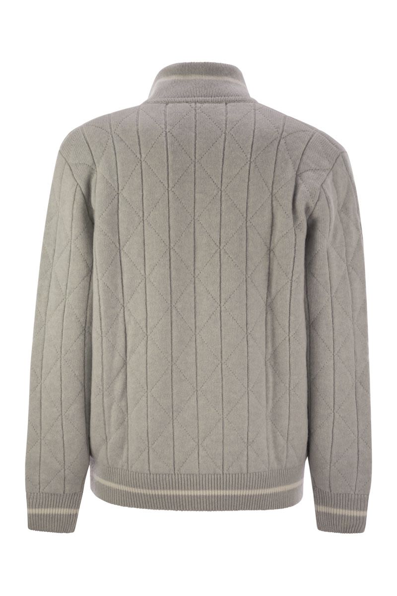 KITON Luxury Light Grey Cashmere Bomber Jacket for Men