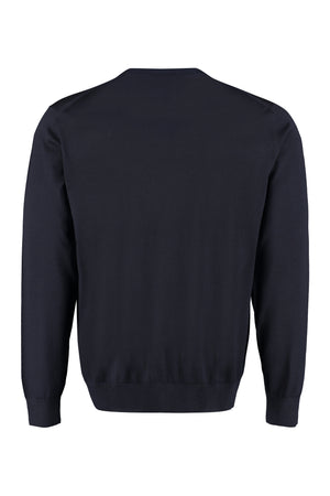 Fine-Knit Ribbed Sweater in Blue for Men