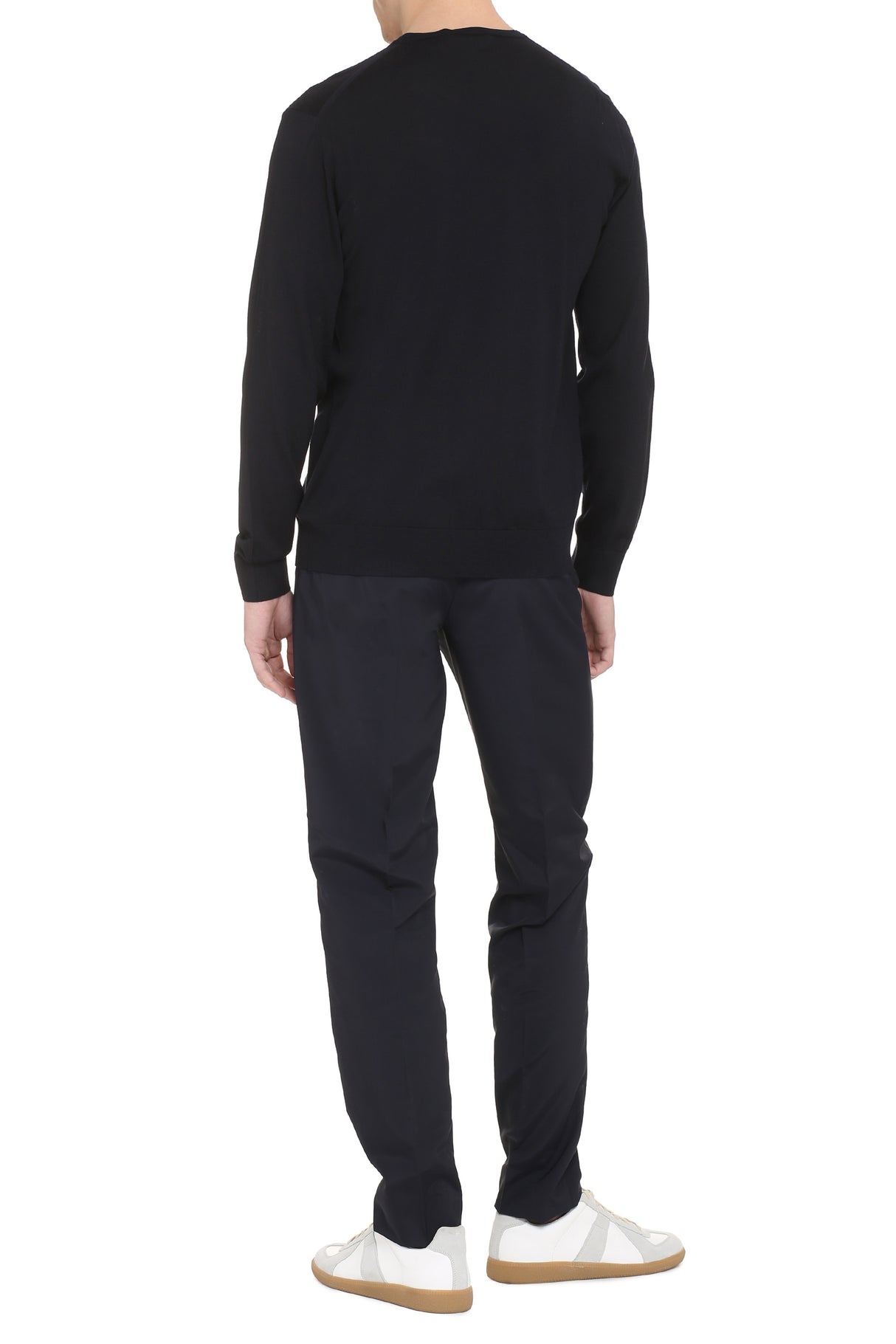 PRADA Fine-Knit Ribbed Sweater in Blue for Men