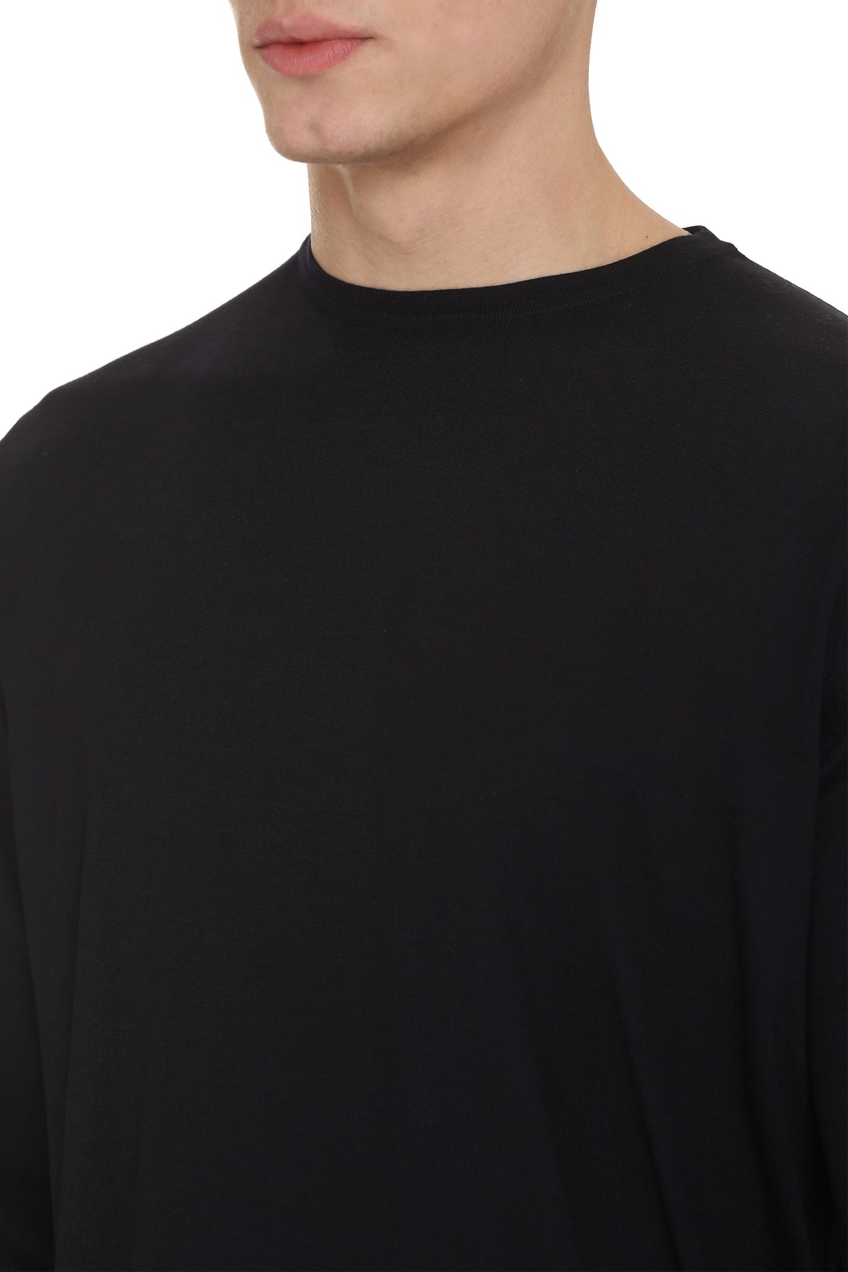 PRADA Fine-Knit Ribbed Sweater in Blue for Men