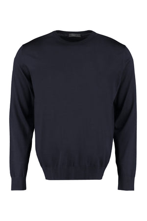 Fine-Knit Ribbed Sweater in Blue for Men