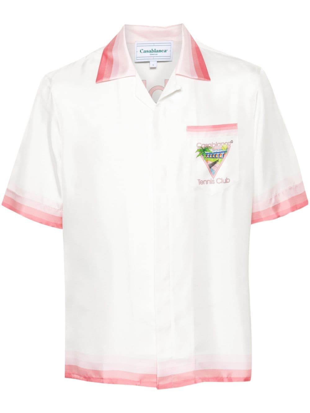 CASABLANCA Classic Cuban Collar Short Sleeve Linen Shirt