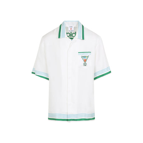 CASABLANCA Short Sleeve Cuban Collar Silk Shirt