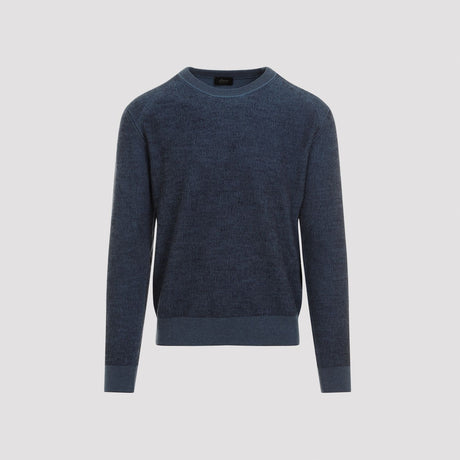 BRIONI Luxurious Men's Blue Cashmere-Wool Pullover