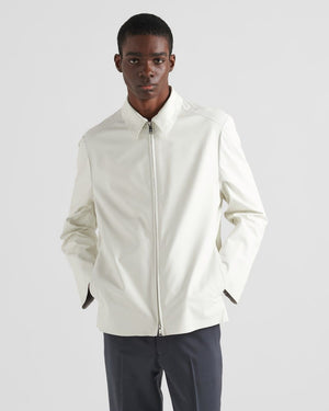 白色 カーフレザー メンズシャツ ジャケット - SS24コレクション