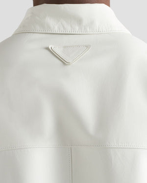 PRADA Premium White Calf Leather Shirt Jacket for Men - SS24 Collection