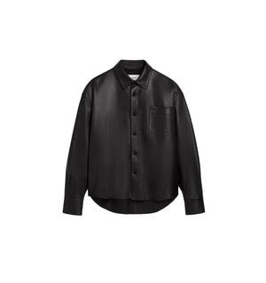 AMI PARIS Luxury Boxy Fit Black Lambskin Shirt for Men