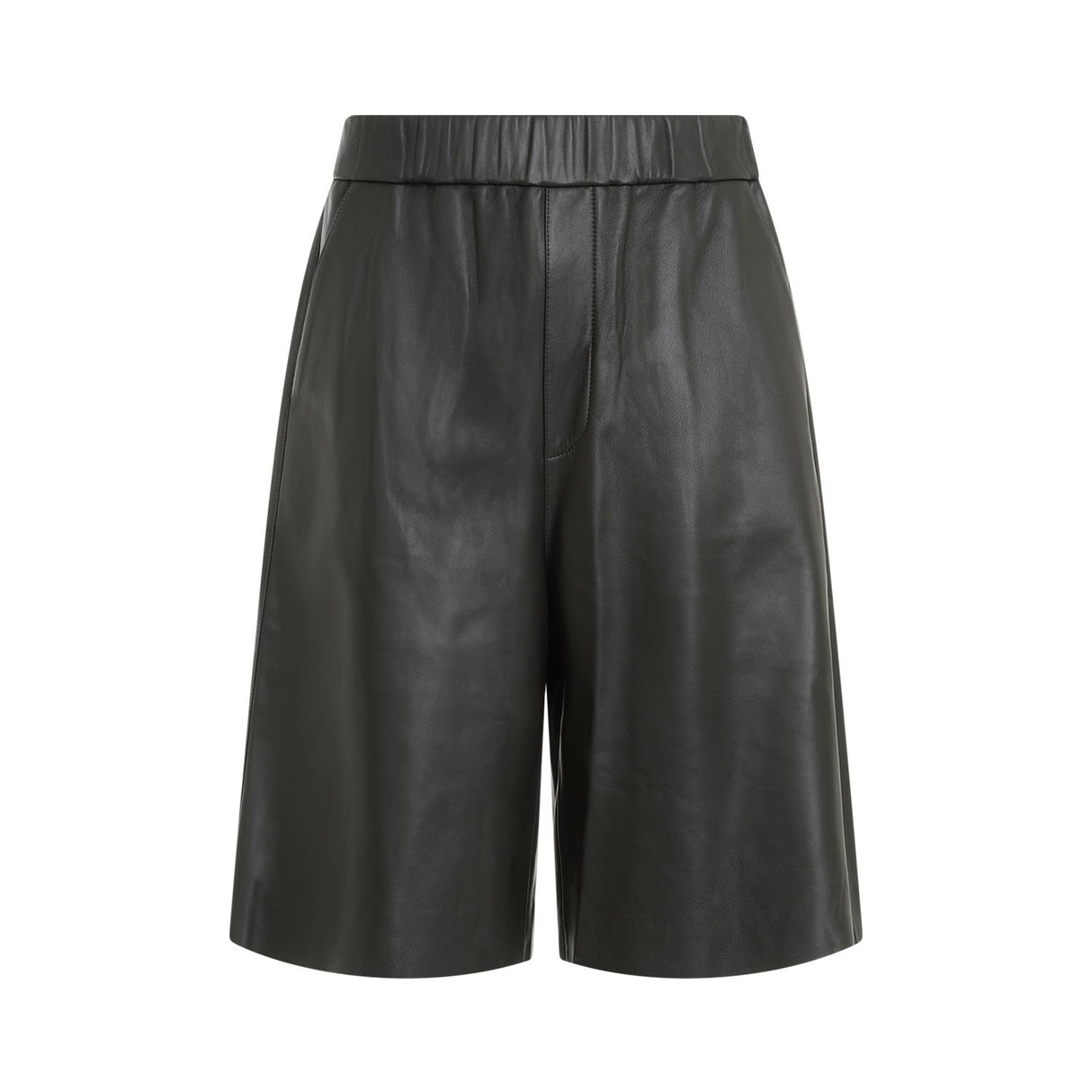 AMI PARIS Men's Green Leather Bermuda Shorts for SS24 | 100% Lamb Skin