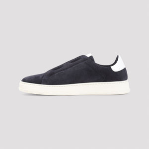 KITON Elegant Navy Blue Suede Sneakers