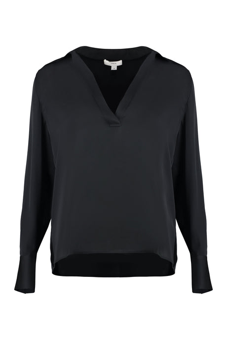 VINCE Elegant Black Silk Blouse for Women