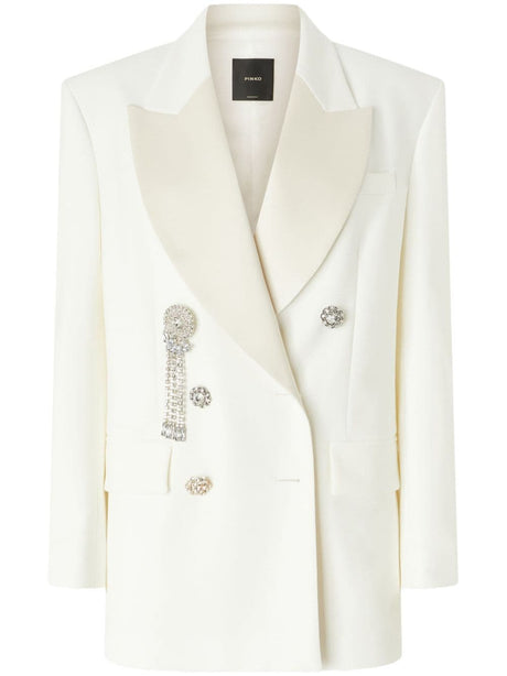 PINKO Stylish White Jacket with Appliqué Detailing