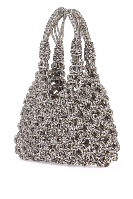 HIBOURAMA Mini Hand-Woven Leather Handbag with Micro Crystals