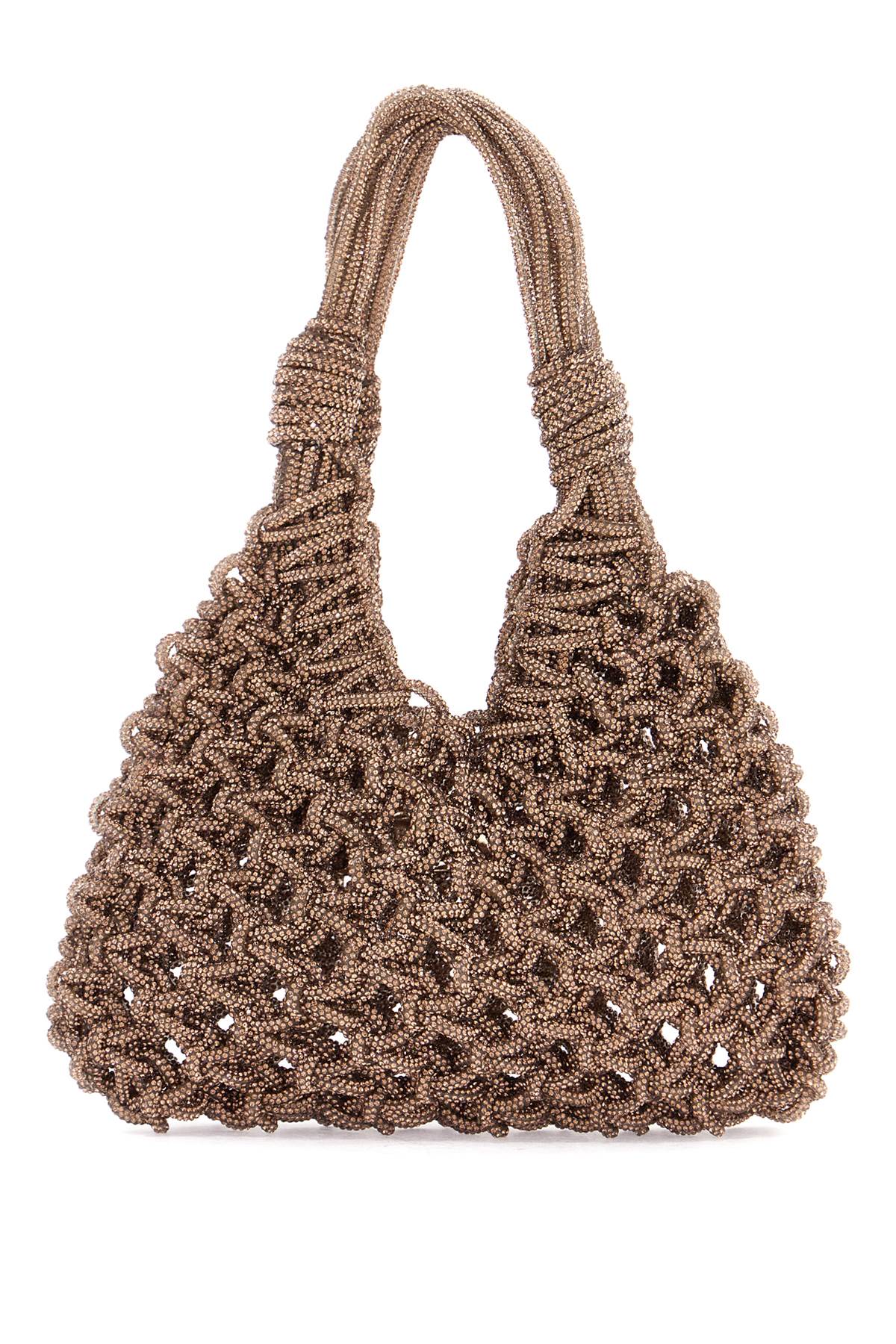 HIBOURAMA Mini Hand-Woven Leather Handbag with Micro Crystals