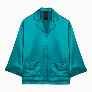 MAX MARA PIANOFORTE Green Silk Pyjama Shirt for Women