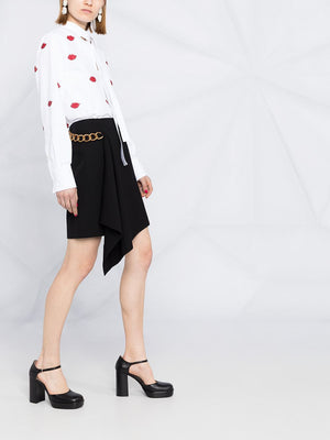 VALENTINO Embroidered Top for Women in Bianco/rosso with Animal Origin Details