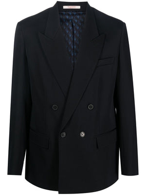 VALENTINO Navy Double-Breasted Jacket for Men in SS23 Collection