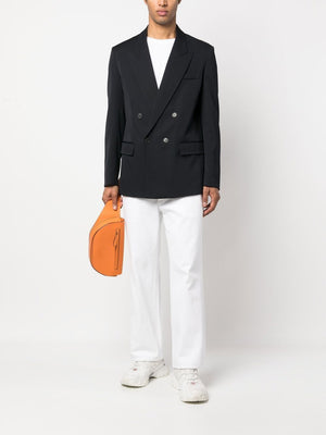 VALENTINO Navy Double-Breasted Jacket for Men in SS23 Collection