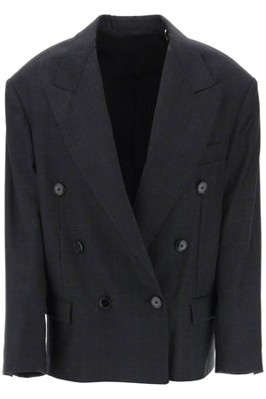 ISABEL MARANT Checkered Double-Breasted Blazer in Shades of Gray for Women