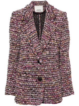 紫色羊毛混紡波卡布萊女士西裝外套