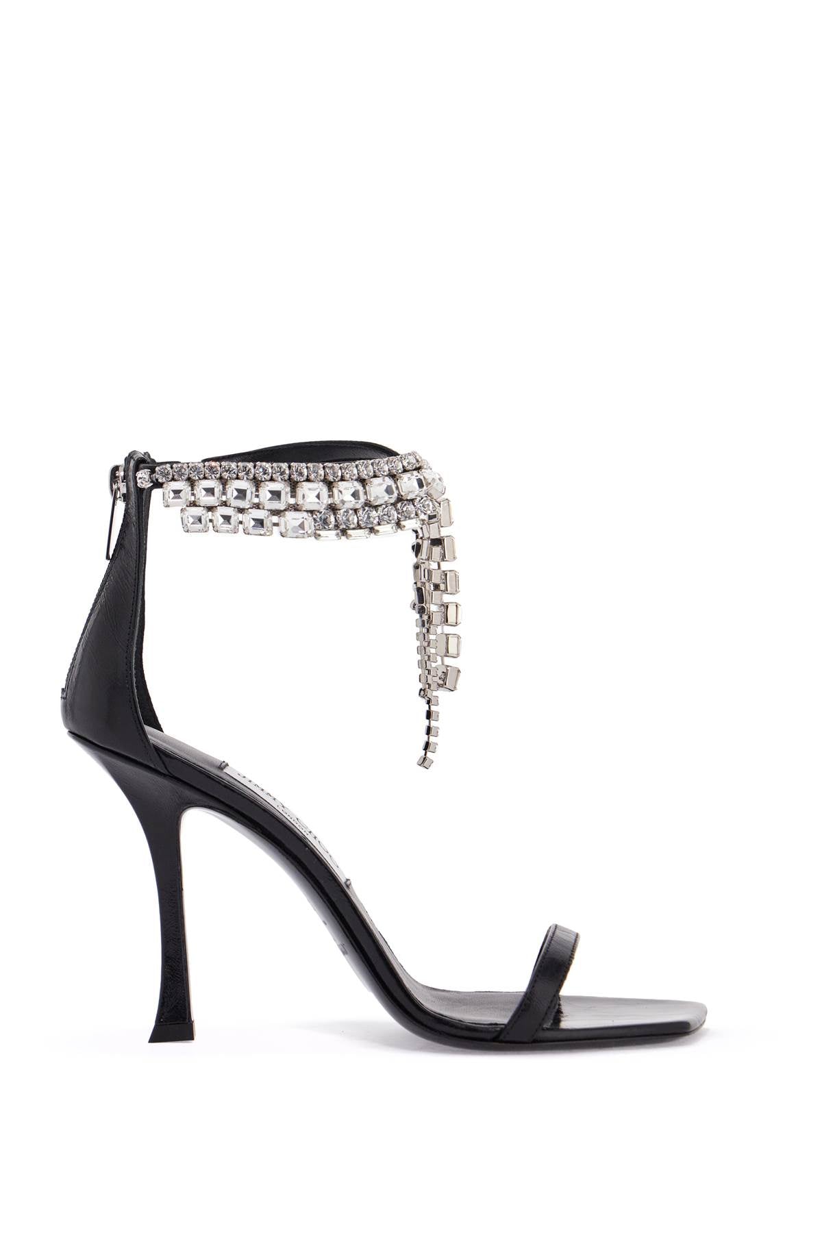 JIMMY CHOO Genuine Leather Sandals with Crystal Accents