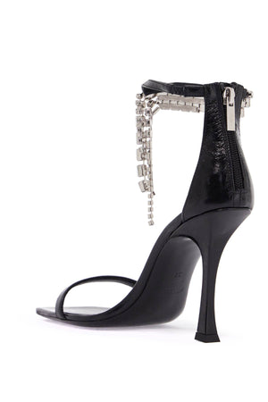 JIMMY CHOO Genuine Leather Sandals with Crystal Accents