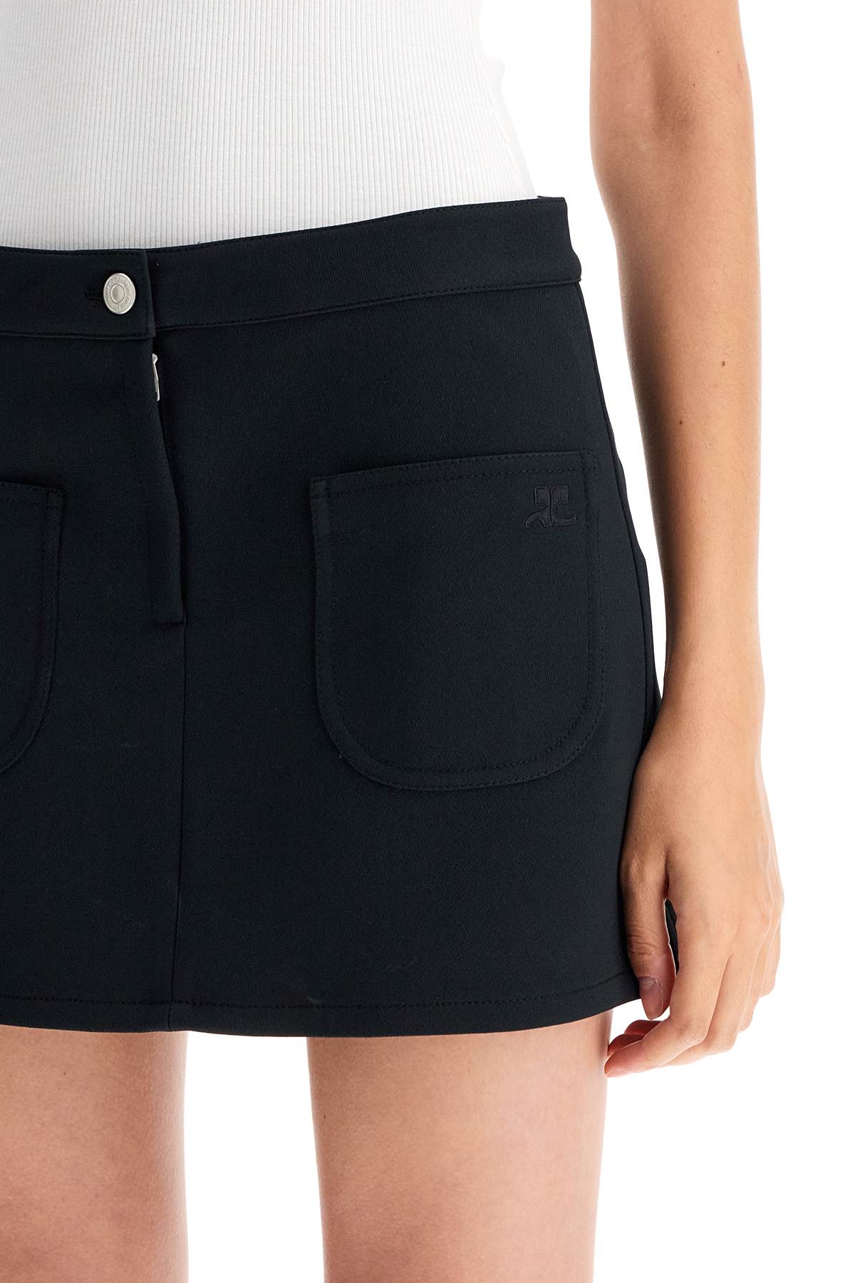 COURREGÈS Chic Twill Mini Skirt with Embroidered Pocket