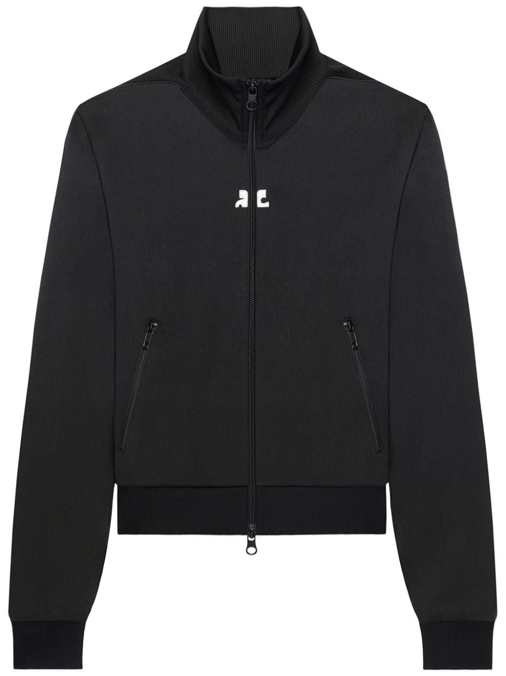 COURREGÈS Women's Black Sport Jacket with White Zip Logo