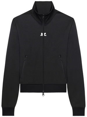 COURREGÈS Women's Black Sport Jacket with White Zip Logo