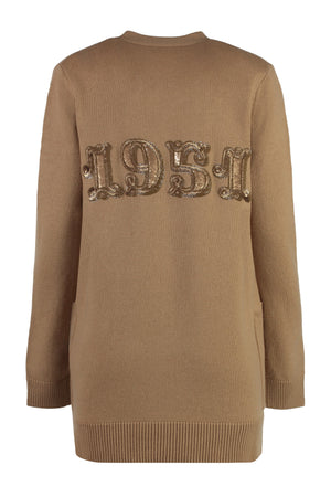 MAX MARA Elegantly Embroidered Wool and Cashmere Cardigan