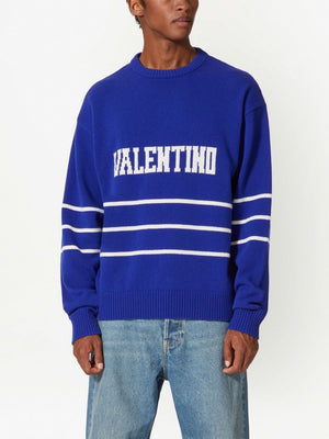 VALENTINO Men's Cobalto and Avorio Knit Sweater for SS23