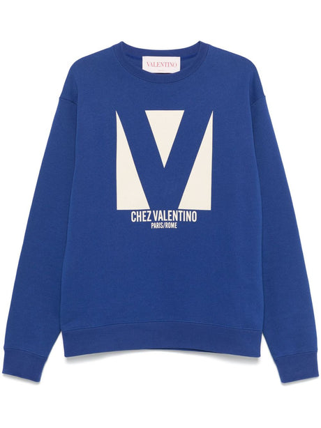 VALENTINO Crew Neck Drop Shoulder Cotton Sweatshirt for Men