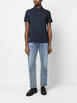 VALENTINO Navy Polo T-Shirt with Embroidered V Logo for Men - SS23 Collection
