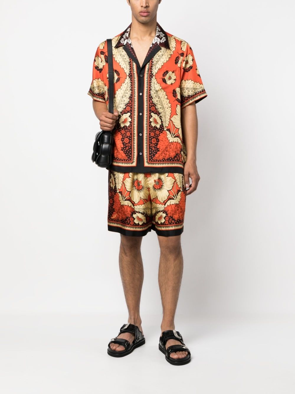 VALENTINO Red Bandana Flower Print Men's Shorts - SS23 Collection
