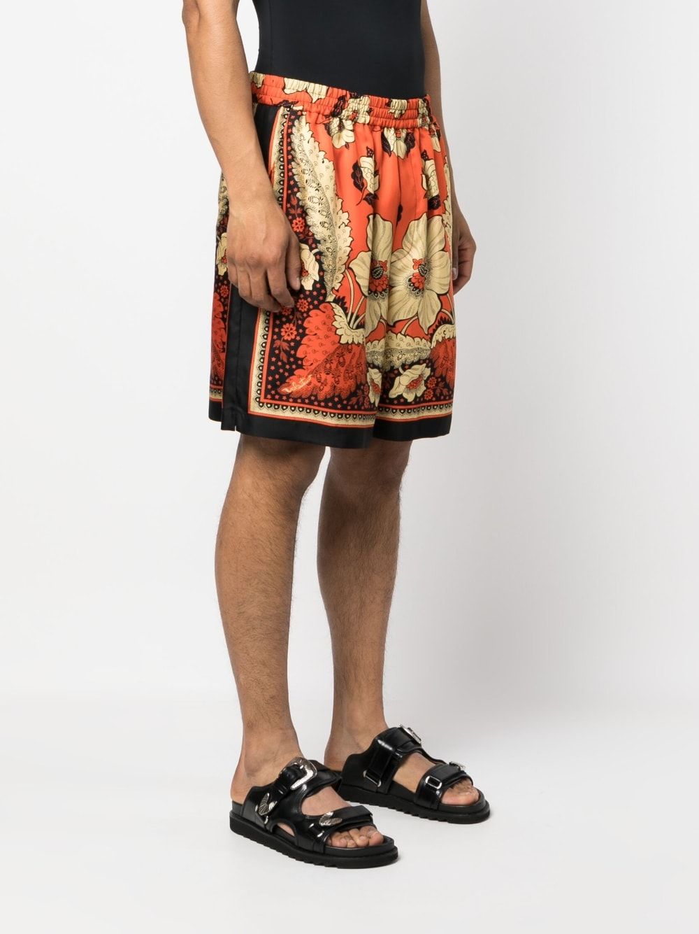 VALENTINO Red Bandana Flower Print Men's Shorts - SS23 Collection