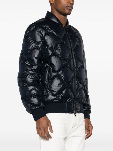 Navy Blue Diamond Quilted Jacket for Men