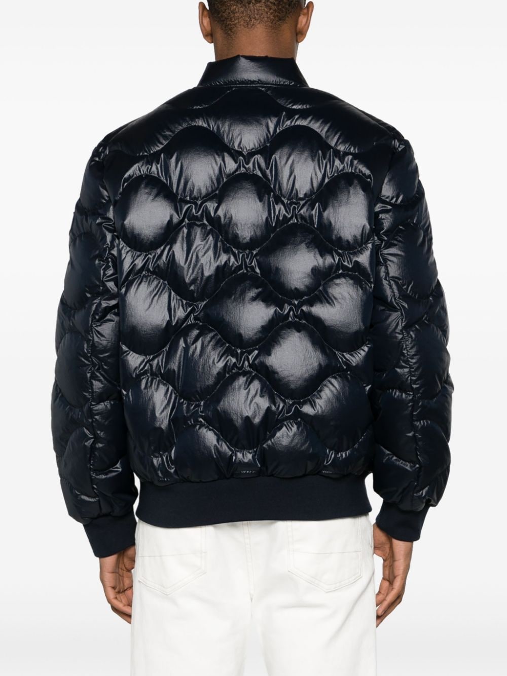 Navy Blue Diamond Quilted Jacket for Men