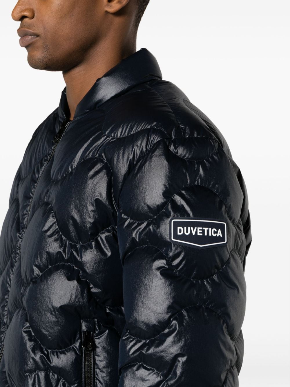 Navy Blue Diamond Quilted Jacket for Men