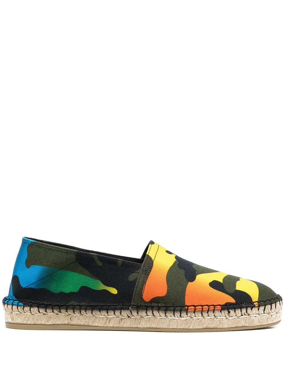 VALENTINO GARAVANI Mens Espadrilles in Multicolored Nero and Naturale for Spring/Summer 2024