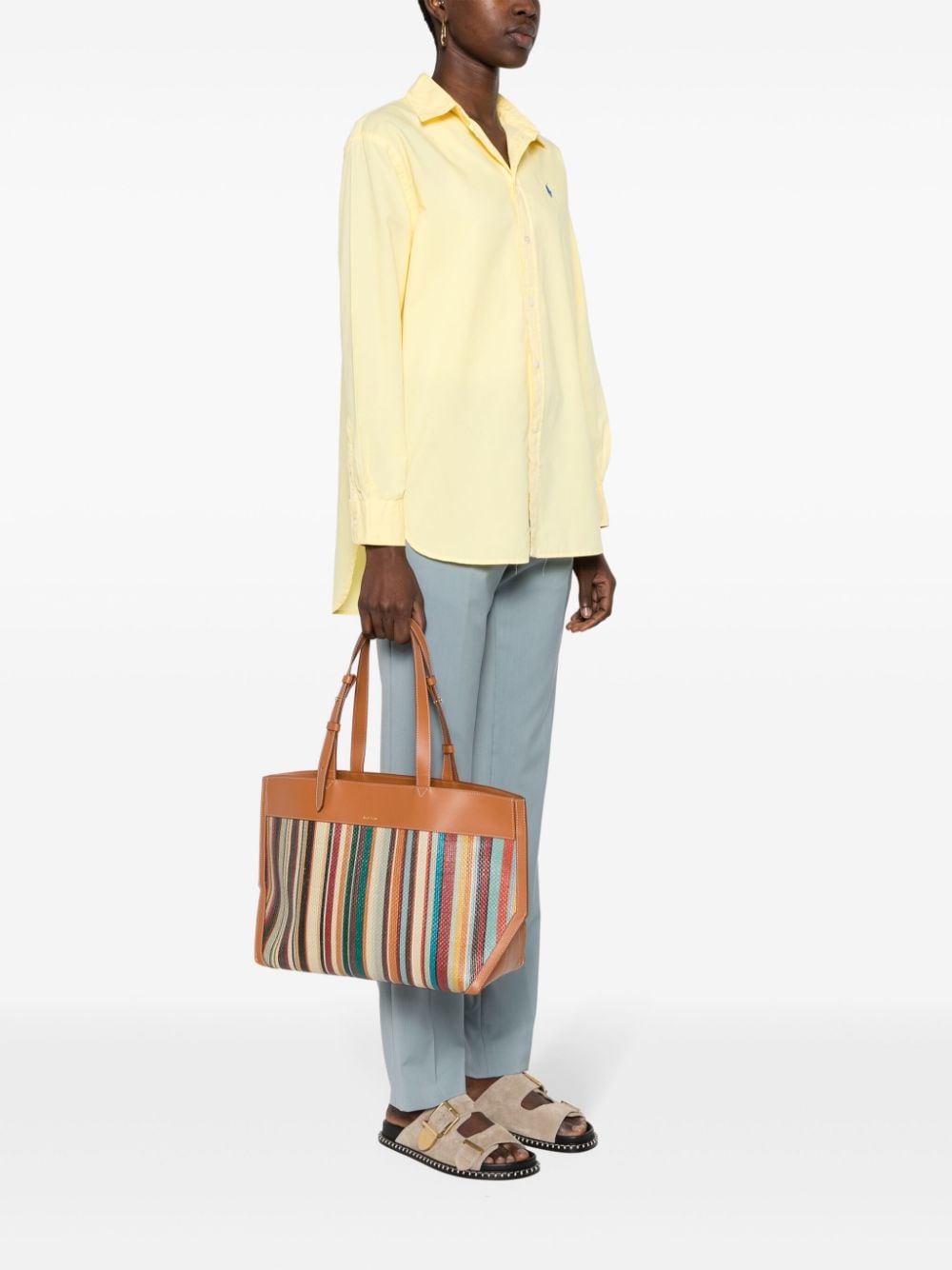 PAUL SMITH Multicolored Striped Tote Handbag